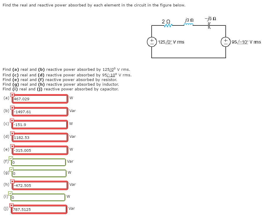 Solved Find The Real And Reactive Power Absorbed By Each | Chegg.com