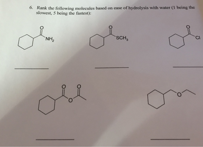 Solved 6. Rank the following molecules based on ease of | Chegg.com