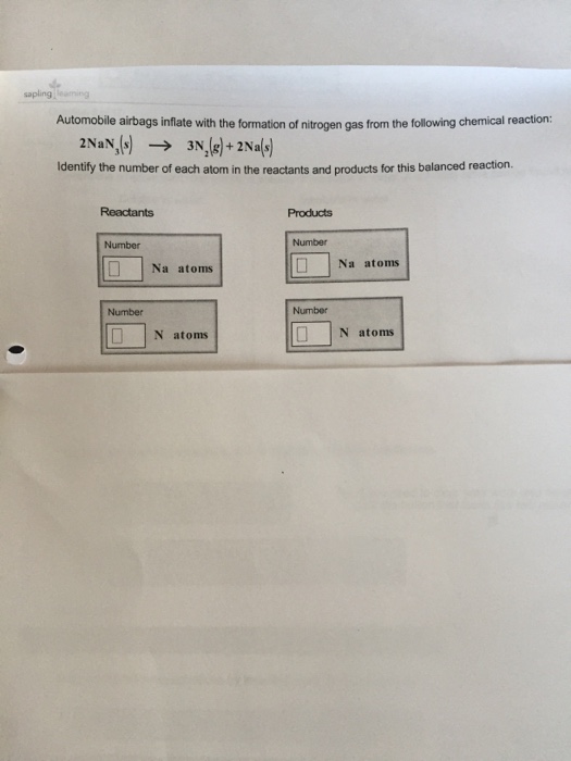 Solved Automobile airbags inflate with the formation of