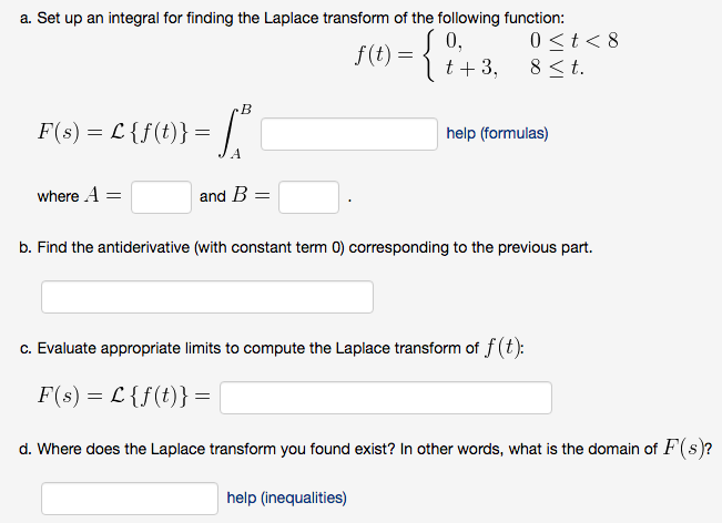 Solved Set up an integral for finding the Laplace transform | Chegg.com