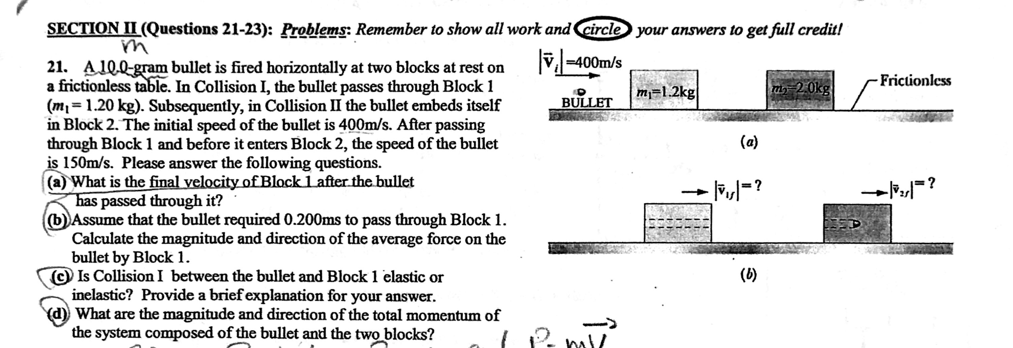 solved-a-10-0-gram-bullet-is-fired-horizontally-at-two-chegg