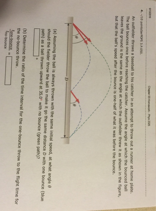 Solved An outfielder throws a baseball to his catcher in an