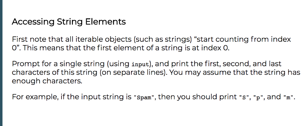 Solved Accessing String Elements First note that all | Chegg.com