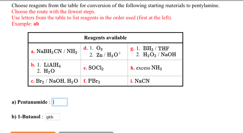 Solved Choose Reagents From The Table For Conversion Of The | Chegg.com