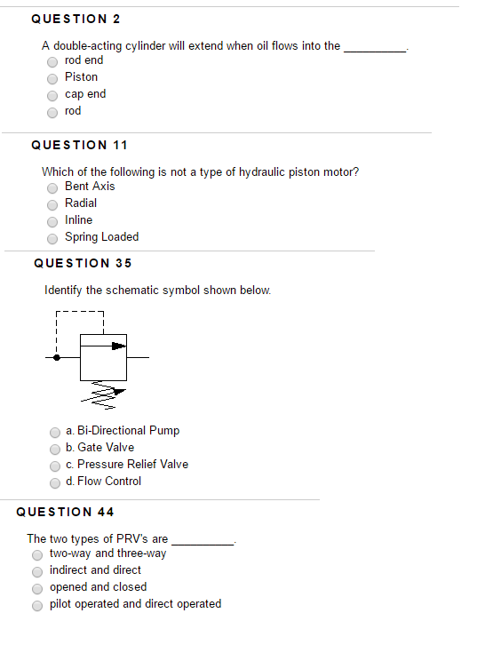 Solved A doubleacting cylinder will extend when oil flows