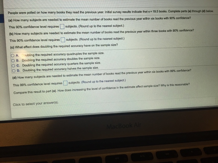 Solved People Were Polled On How Many Books They Read The Chegg