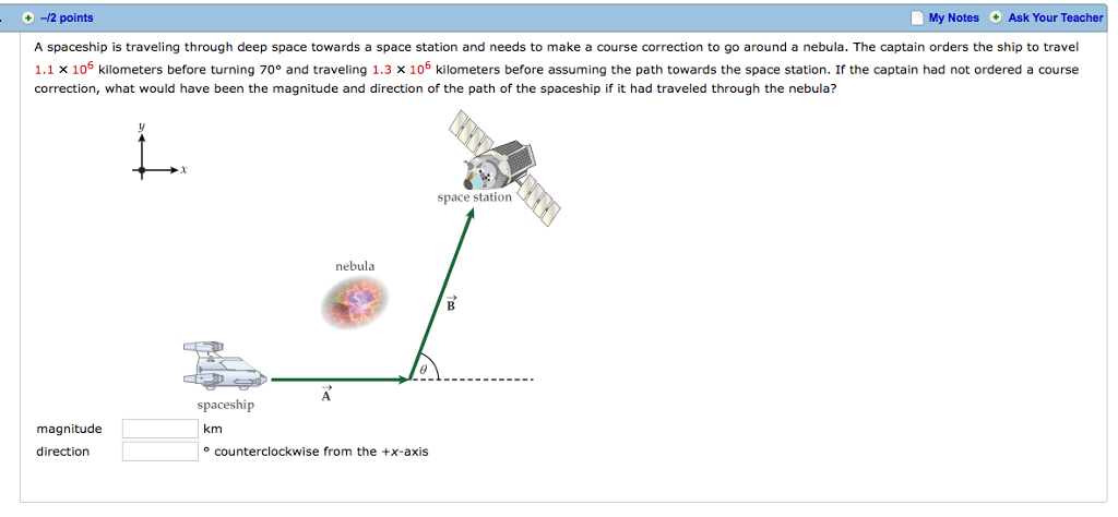 Solved -2 points My Notes Ask Your Teacher A spaceship is | Chegg.com