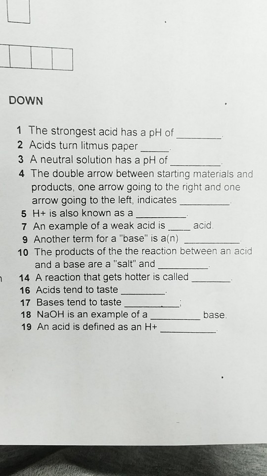 Solved Acid/Base Crossword Puzzle wew crswordWeaver com DOWN Chegg com