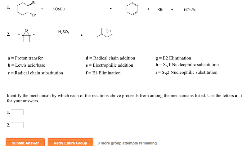 Solved Identify the mechanism by which each of the reactions | Chegg.com