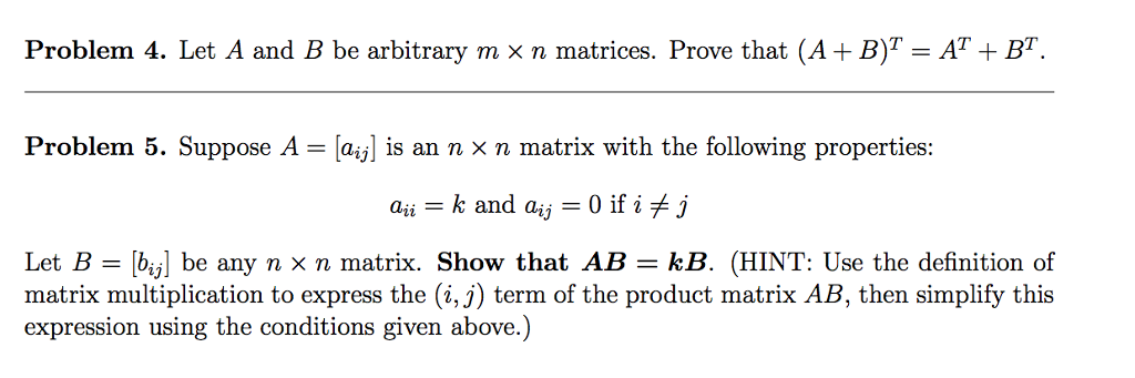 Solved Let A And B Be Arbitrary M X N Matrices. Prove That | Chegg.com