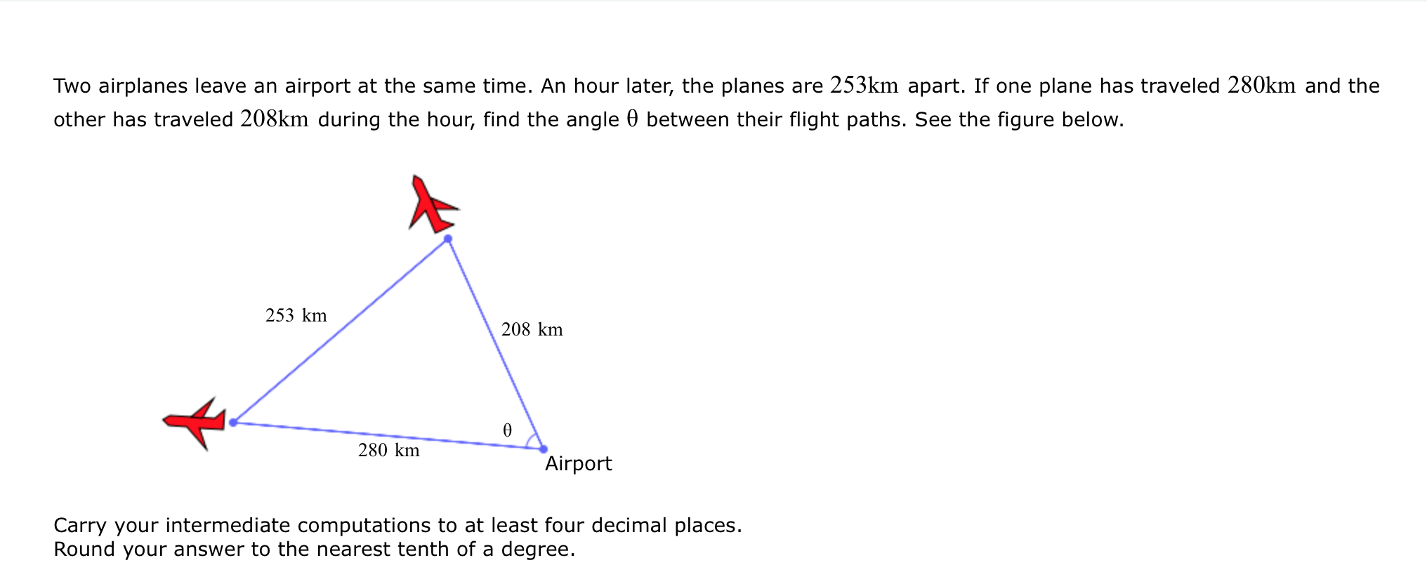 Solved Two Airplanes Leave An Airport At The Same Time An | Chegg.com