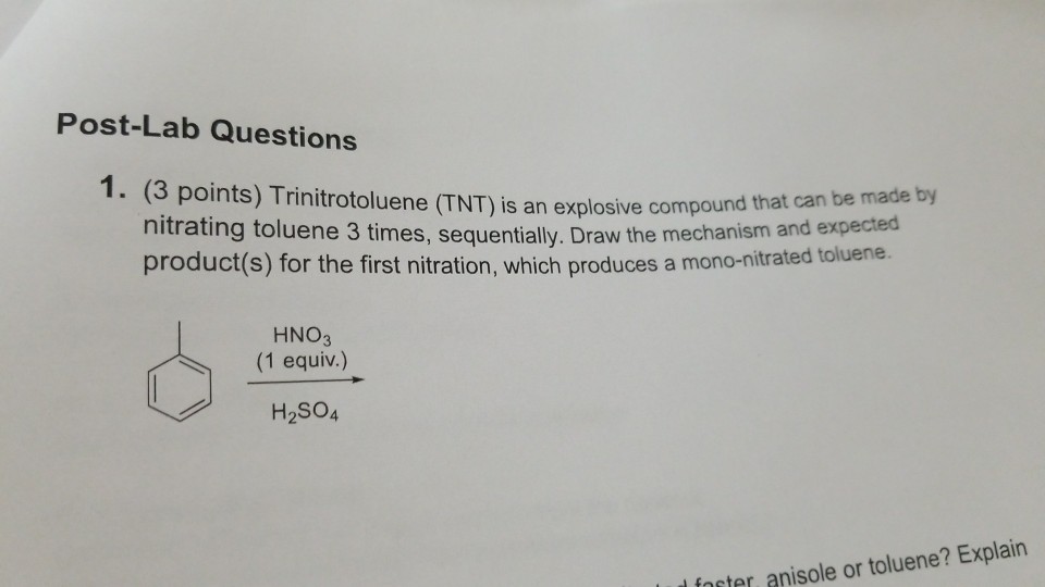 Solved Post-Lab Questions 1. (3 points) Trinitrotoluene | Chegg.com