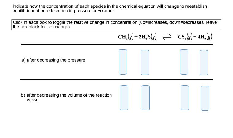 Solved Indicate how the concentration of each species in the