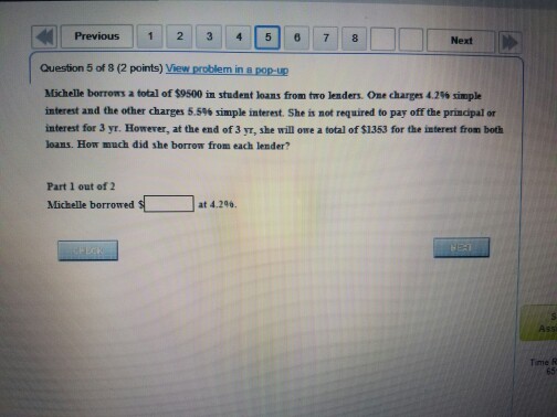 Solved Previous 1 2 3 4 5 7 8 Question 5 of 8 (2 points) | Chegg.com