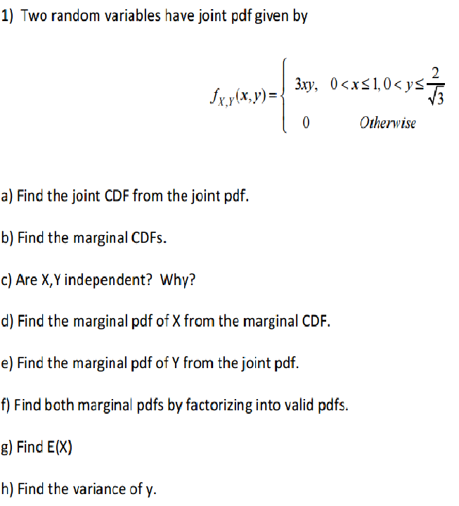 Solved Two Random Variables Have Joint Pdf Given By Find