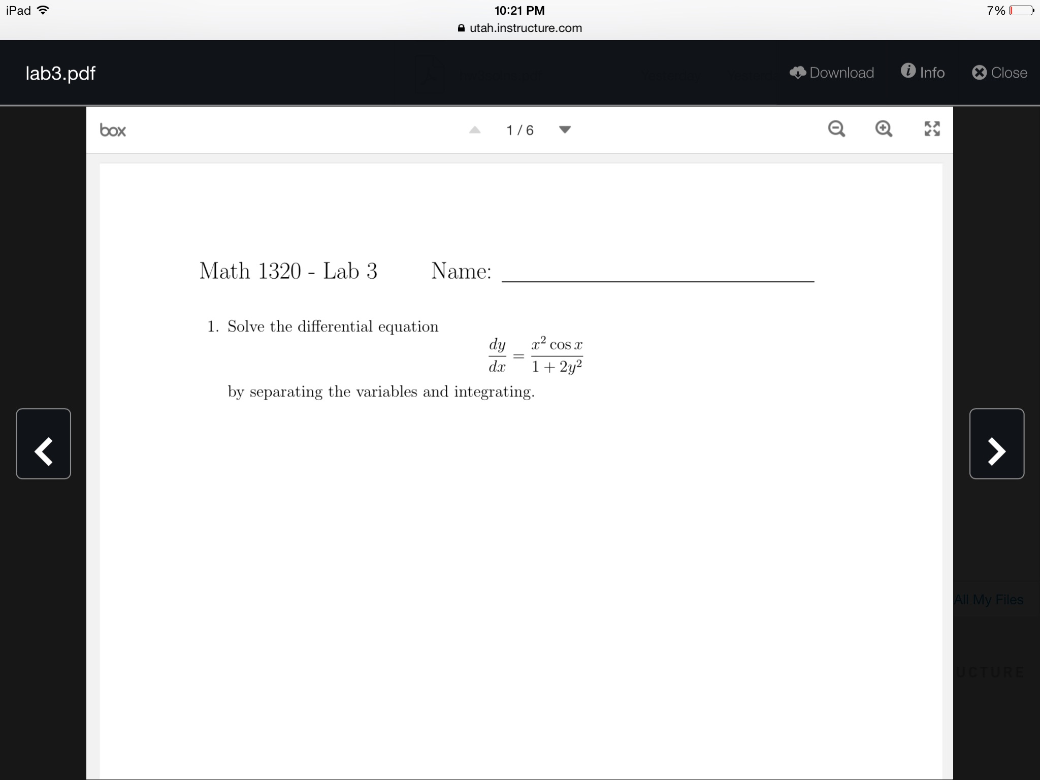 Solved iPad lab3.pdf box 10:21 PM utah instructure.com Math | Chegg.com