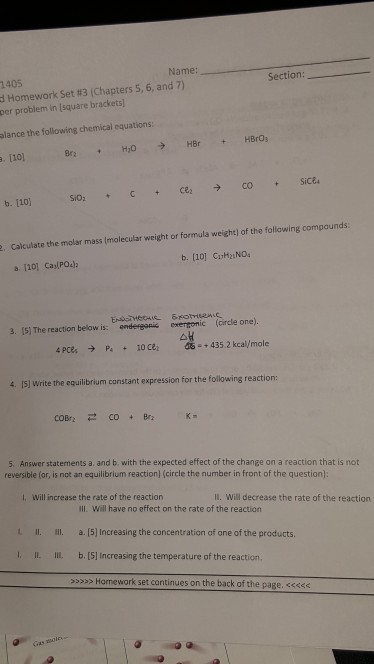 Solved #1 Balance The Following Chemical Equations: A.) 