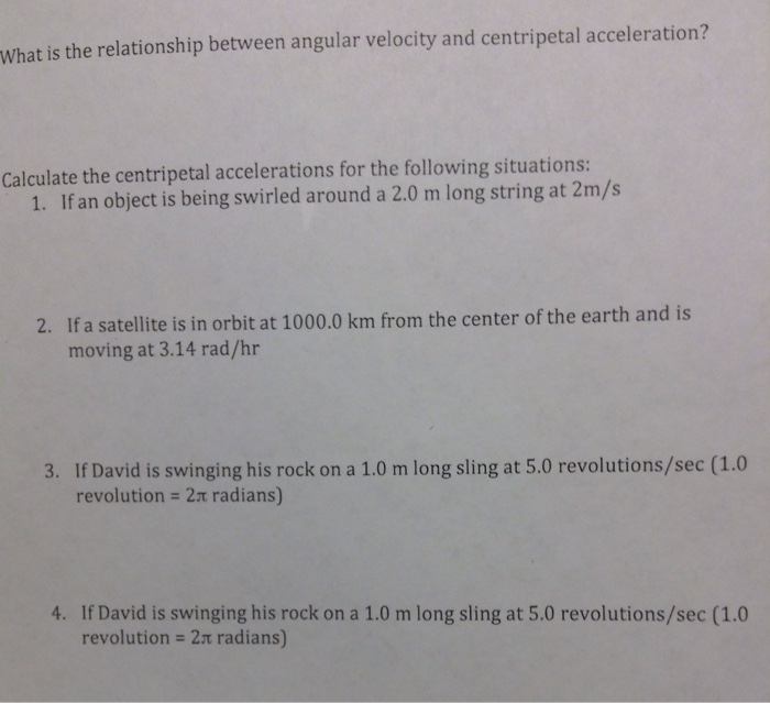 Solved What is the relationship between angular velocity and