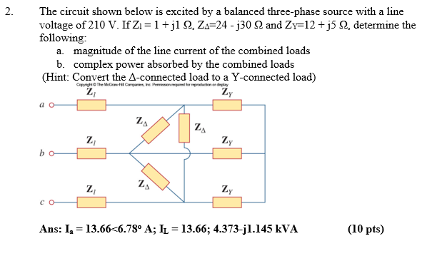 Solved 2. The circuit shown below is excited by a balanced | Chegg.com