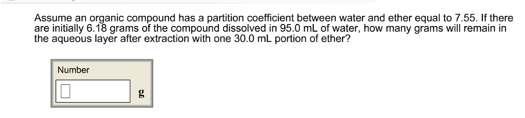 Solved Assume an organic compound has a partition | Chegg.com