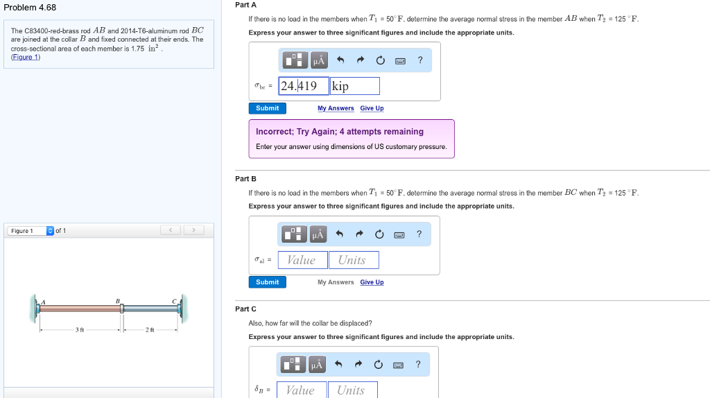 Solved The C83400redbrass rod AB and 2014T6aluminum rod