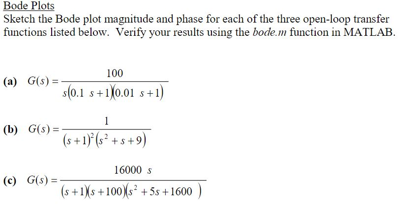 Solved Bode Plots Sketch The Bode Plot Magnitude And Phase | Chegg.com