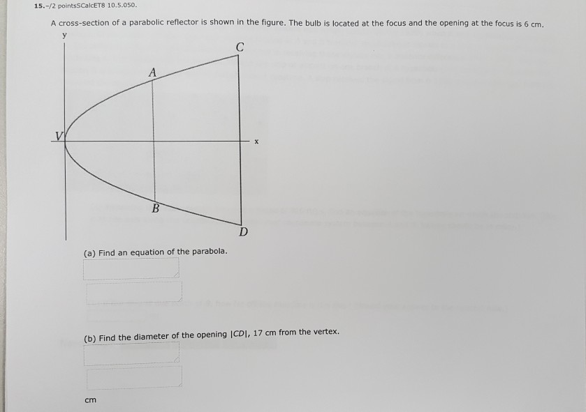 Solved 15./2 pointsSCalcET8 10.5.050. A crosssection of a