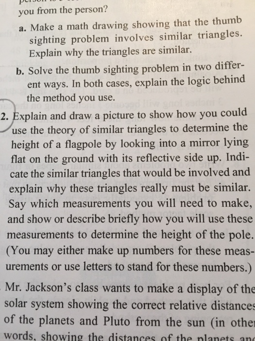 Solved Make a math drawing showing that the thumb sighting | Chegg.com