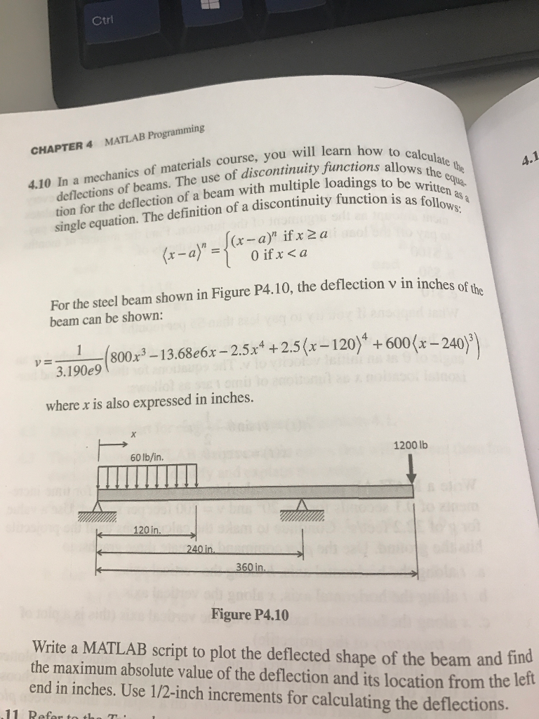 Solved Ctrl MATLAB Programming CHAPTER 4 deflections of