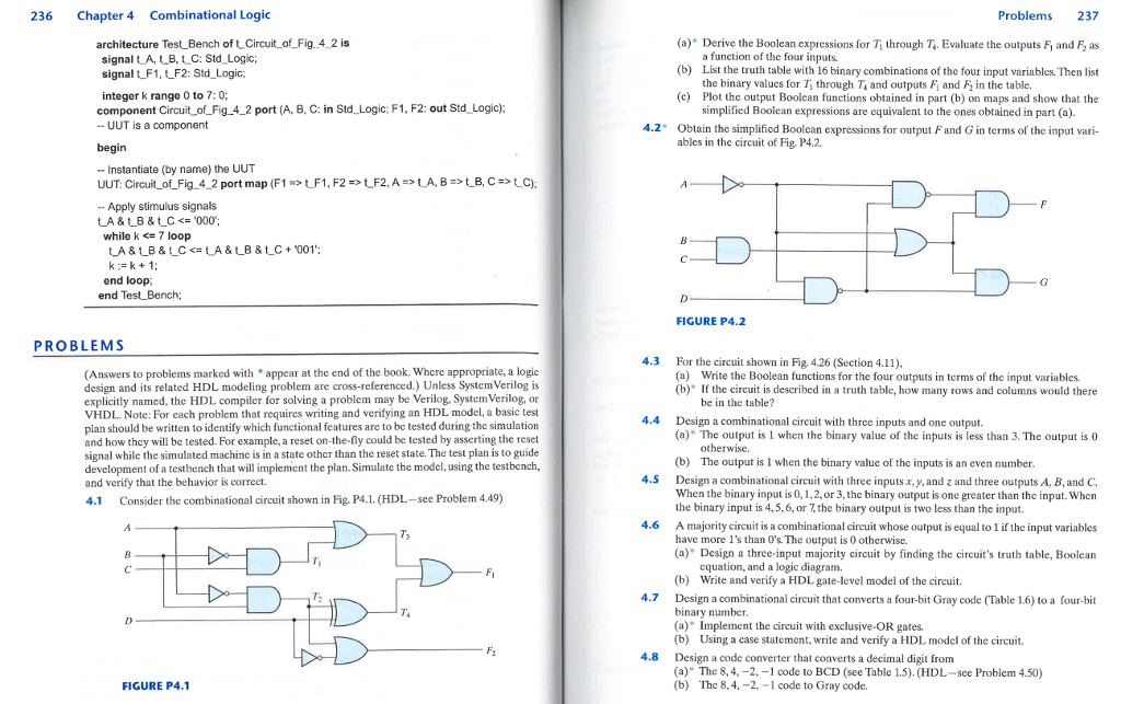 Solved 236 Chapter 4 Combinational Logic architecture Test | Chegg.com