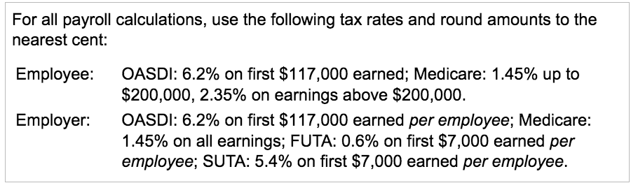 Solved For all payroll calculations, use the following tax | Chegg.com