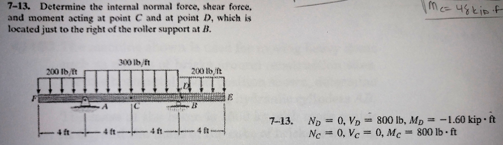 Solved 7-13. Determine the internal normal force, shear | Chegg.com