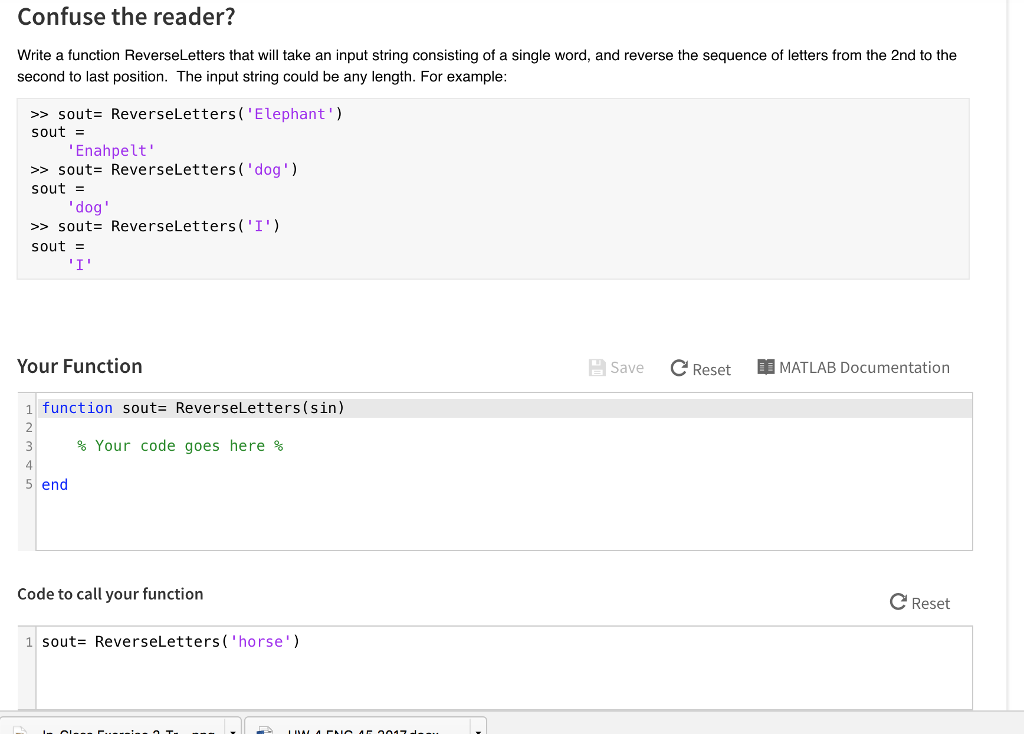 Solved Confuse the reader? Write a function ReverseLetters | Chegg.com