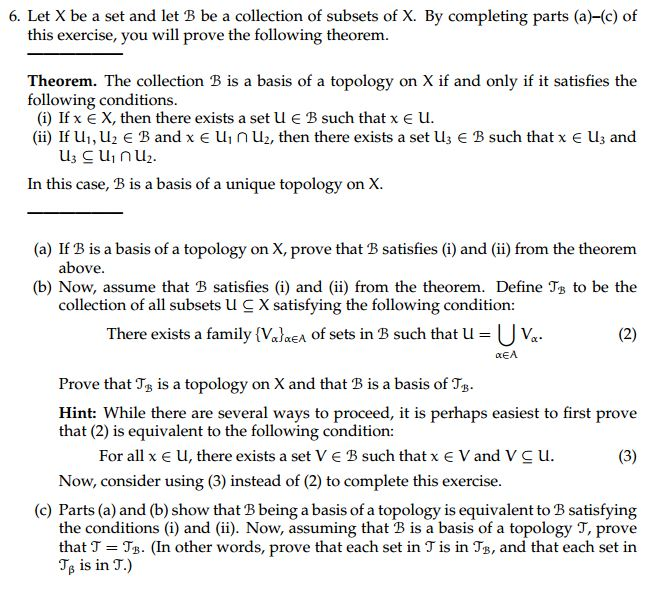 Solved 6. Let X Be A Set And Let B Be A Collection Of | Chegg.com