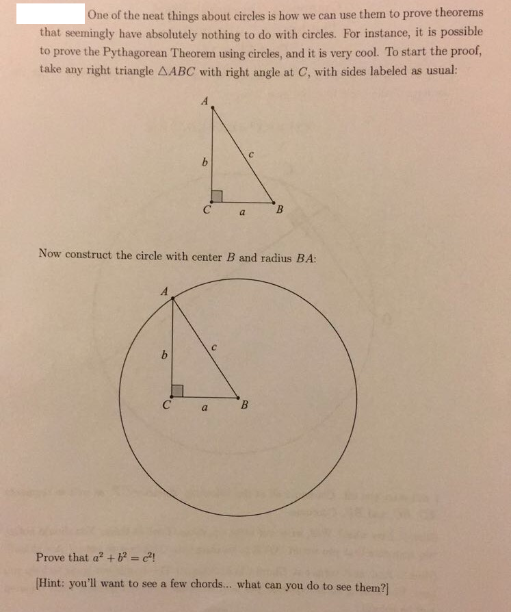 Solved ne of the neat things about circles is how we can use | Chegg.com