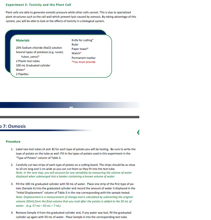 experiment 2 tonicity and the plant cell