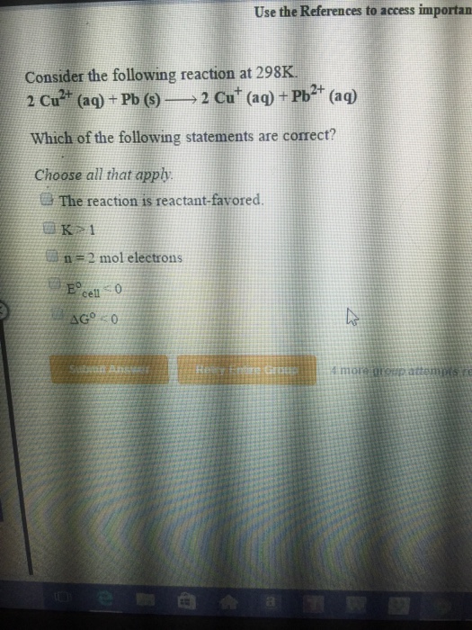 Solved Consider The Following Reaction At 298k 2 Cu 2