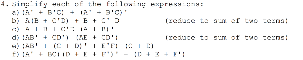 Solved 4. Simplify Each Of The Following Expressions: B) A | Chegg.com