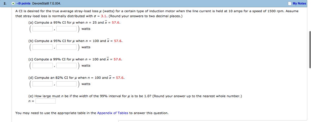 Solved A CI is desired for the true average stray-load loss | Chegg.com