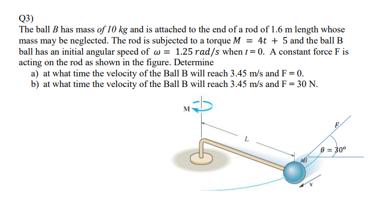 Solved Q3) The Ball B Has Mass Of 10 Kg And Is Attached To | Chegg.com