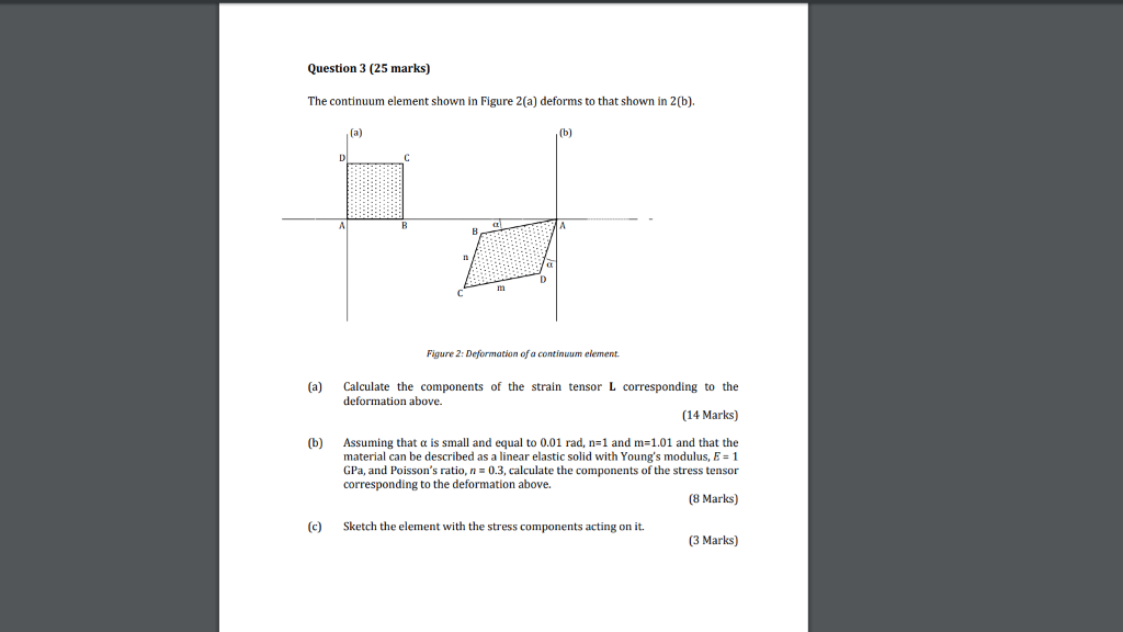 Solved Question 3 (25 marks) The continuum element shown in | Chegg.com