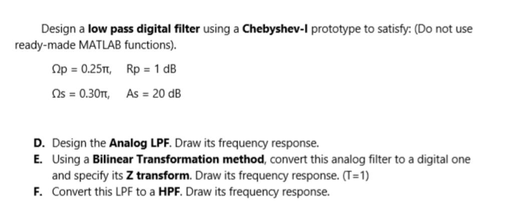 chebyshev analog filter designer