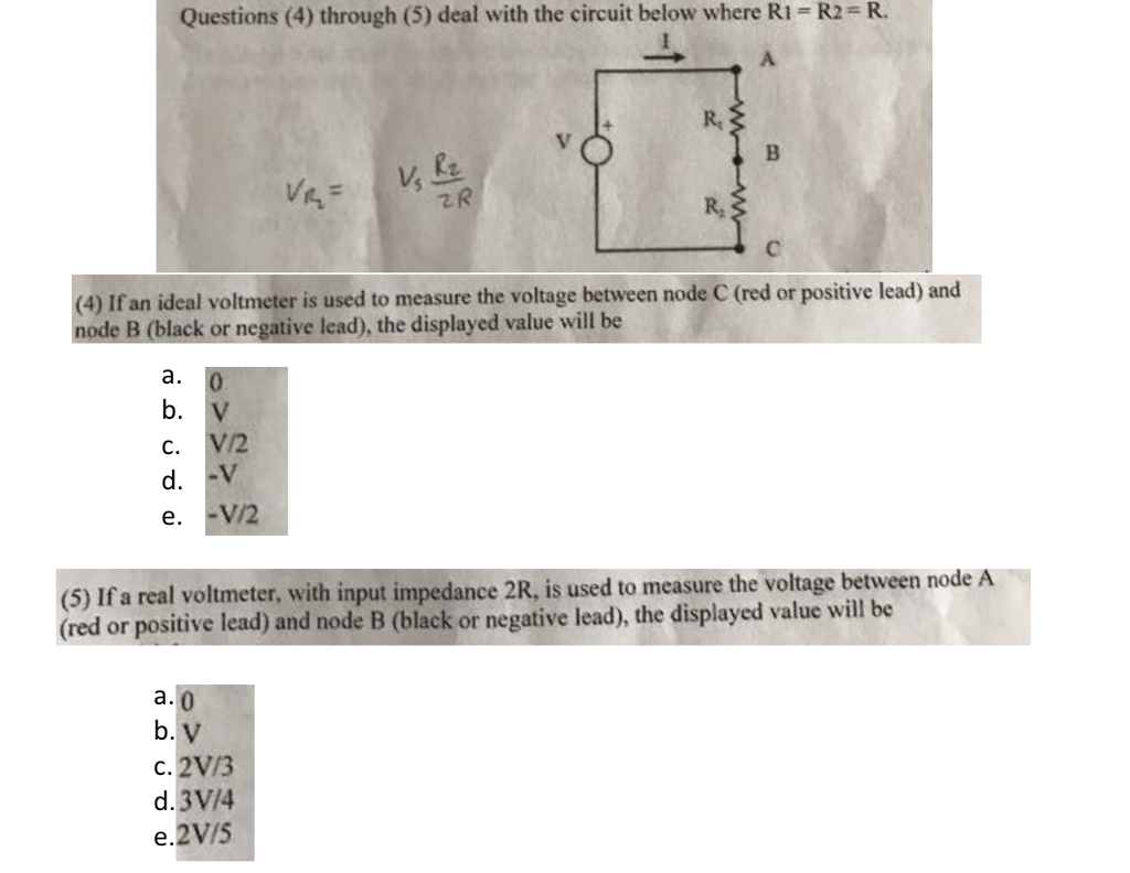 Solved Questions (4) through (5) deal with the circuit below | Chegg.com