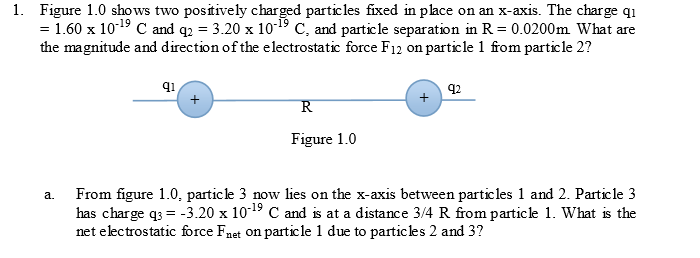 Figure 1.0 shows two positively charged particles | Chegg.com