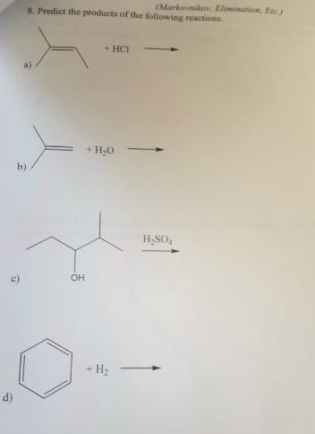 Solved Predict The Products Of The Following Reactions. | Chegg.com