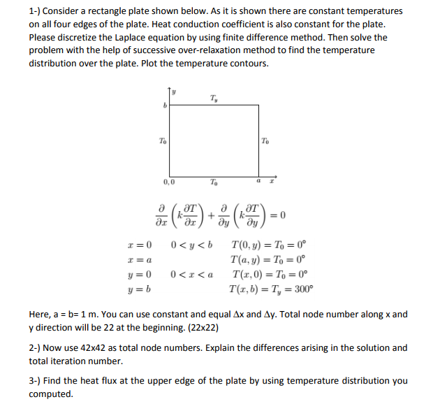 Solved 1-) Consider a rectangle plate shown below. As it is | Chegg.com