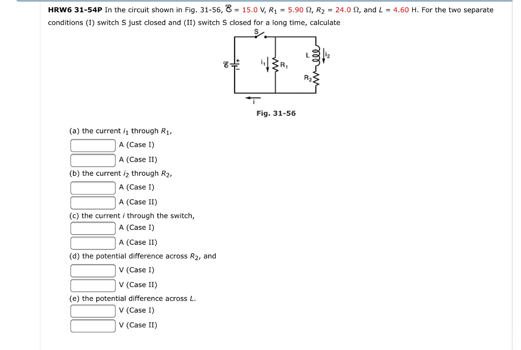 Solved In the circuit shown in Fig. 31-56, = 15.0 V, R1 = | Chegg.com