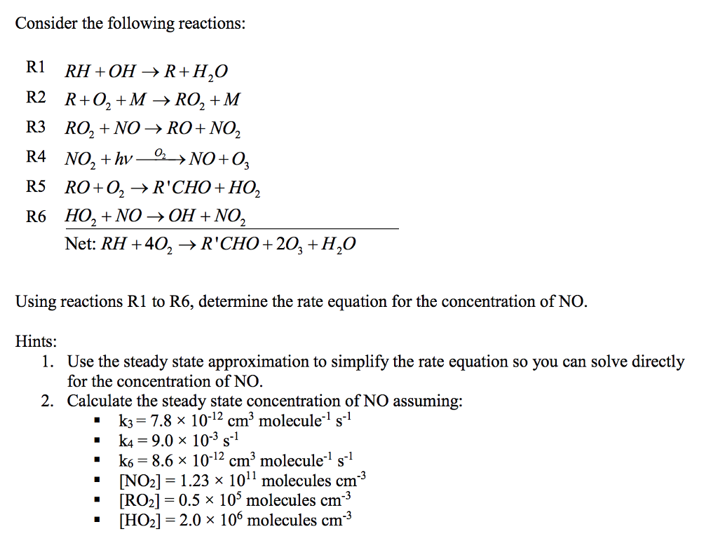 Solved Consider The Following Reactions: R2 R3 RA RS R6 R+02 | Chegg.com