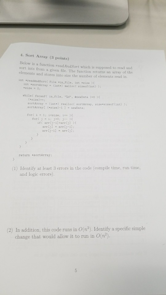 Question Below Is A Function Read And Sort Which Is Supposed To Read