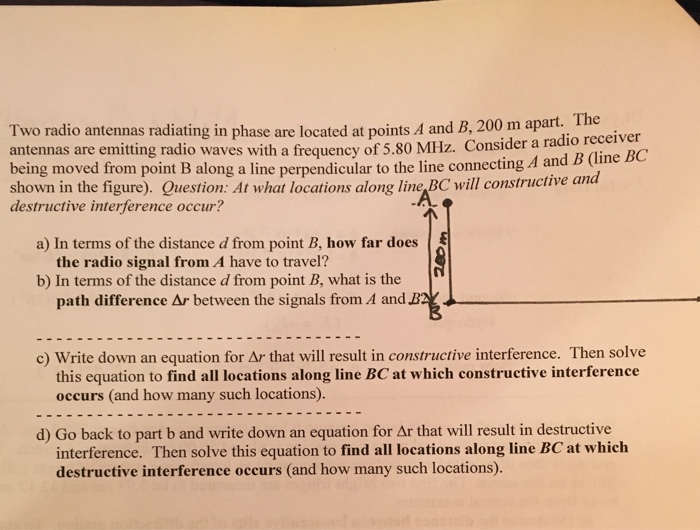 Solved Two radio antennas radiating in phase arc located at